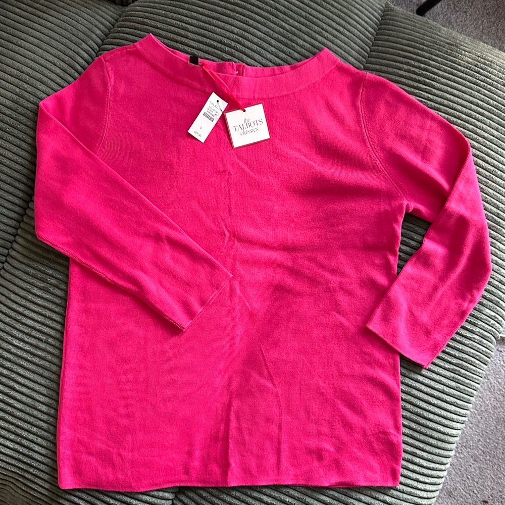 NWT Talbots Cotton/Rayon Ballet Neck Sweater